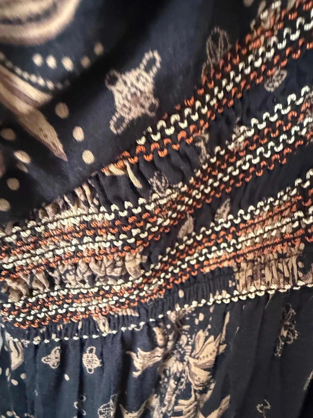 Free People Golden Hour Navy Floral Smocked Maxi Dress - Picture 4 of 6